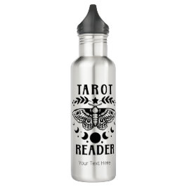 Tarot Reader Moon Phase Galaxy Stars Moth Blätter Edelstahlflasche