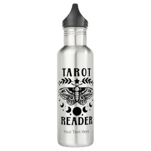 Tarot Reader Moon Phase Galaxy Stars Moth Blätter Edelstahlflasche