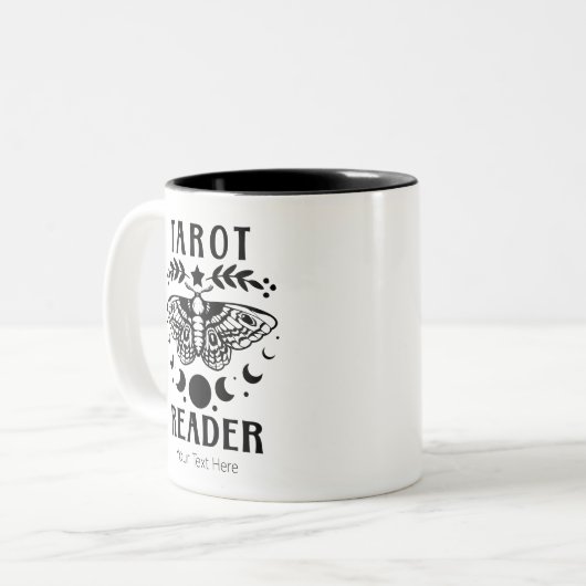 Tarot Reader Moon Phase Moth Divinstic Mystic Zweifarbige Tasse (Vorderseite Links)