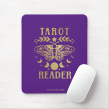 Tarot Reader Moon Phase Moth Stars Mouse Pad