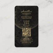 Tarot Reader Psychische Elegante Black Gold Mandal Visitenkarte (Rückseite)