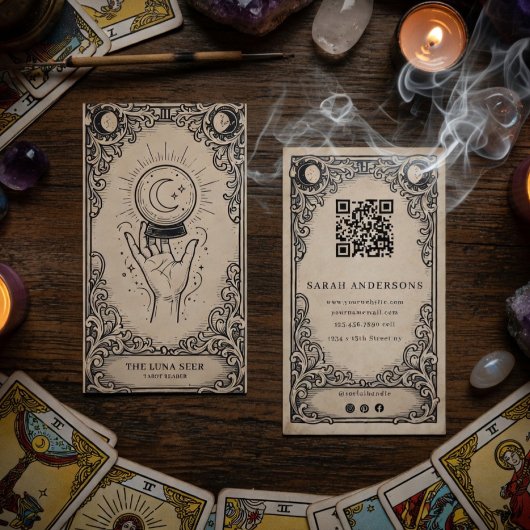 Tarot Reader | Vintage Celestial Mystic Fortune  Visitenkarte