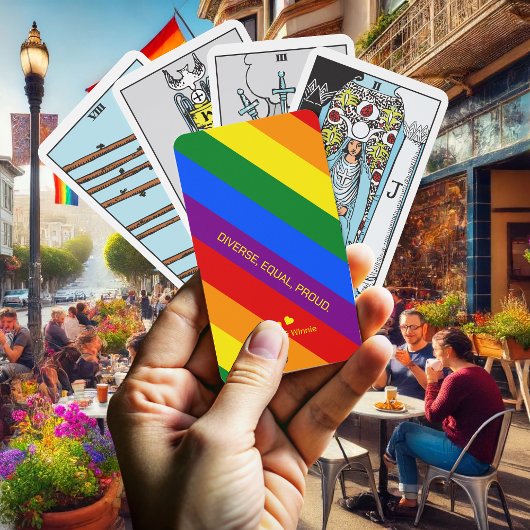Tarot-Regenbogenflagge "Diverse, Equal, Stolz". LG Spielkarten