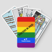 Tarot-Regenbogenflagge zusammen mit LGBT in einem  Spielkarten (Rückseite)