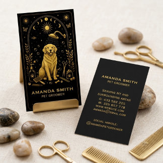 Tarot Schwarz Gold Tierpfleger Geschäftskarte Visitenkarte