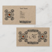 TAROT SCHWARZ-WEISSE ZEICHNUNGEN ROTE GEM MONOGRAM VISITENKARTE (Vorne/Hinten)