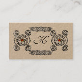 TAROT SCHWARZ-WEISSE ZEICHNUNGEN ROTE GEM MONOGRAM VISITENKARTE (Rückseite)