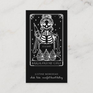 Tarot Skeleton Baker Whisk Cupcake Black Visitenkarte