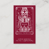 Tarot Skeleton Baker Whisk Cupcake Burgundy Visitenkarte (Vorderseite)