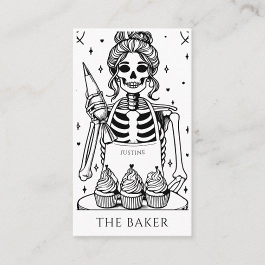 Tarot Skeleton Baker Whisk Cupcake Visitenkarte (Vorderseite)