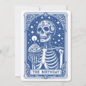 Tarot Skeleton Blue Birthday Einladung (Vorderseite)