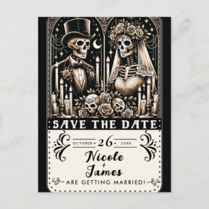 Tarot-Skelette Braut Bräutigam Hochzeit Save-the-D Ankündigungspostkarte