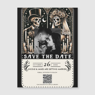Tarot Skelette Braut Bräutigam Hochzeit Termin fol Magnetkarte
