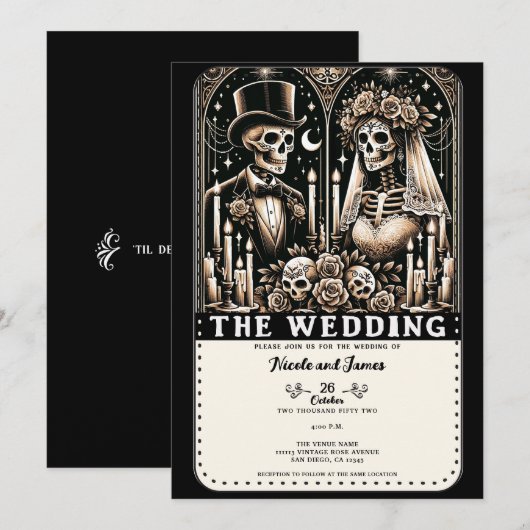 TAROT-Skelette Einladung (Vorne/Hinten)