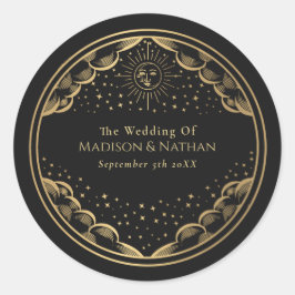 Tarot Sun and Moon Wedding Classic Round Sticker