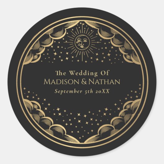 Tarot Sun and Moon Wedding Classic Round Sticker (Vorderseite)