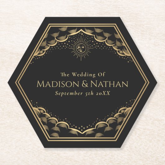 Tarot Sun and Moon Wedding Paper Untersetzer (Vorderseite)