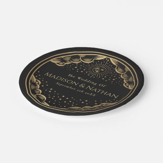 Tarot Sun and Moon Wedding Pappteller (Schrägansicht)