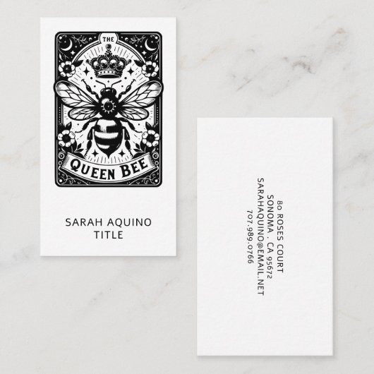 Tarot Theme Queen Bee Visitenkarte (Vorne/Hinten)