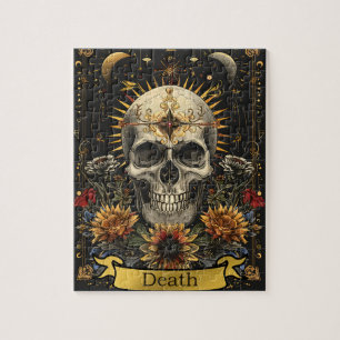 Tarot-Tod-Karte Gothic-Hexen-Schädel & Blumen Puzzle
