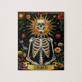 Tarot-Tod-Karte Gothic-Hexen-Schädel & Blumen Puzzle