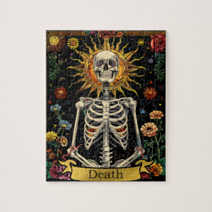 Tarot-Tod-Karte Gothic-Hexen-Schädel & Blumen Puzzle