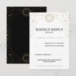 Tarot UAWG Sun Moon Stars Gold Vintage Karte