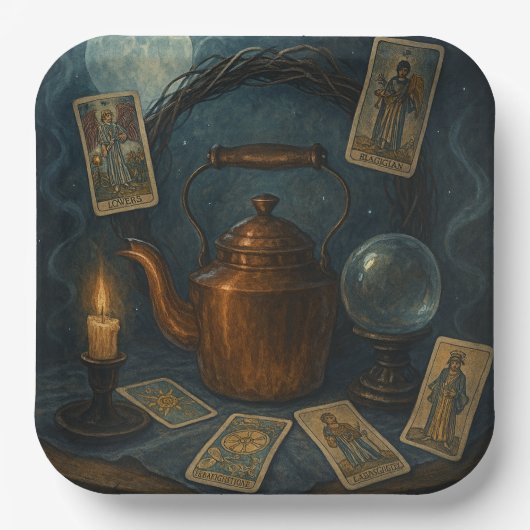 Tarot und Tee Pappteller (Vorderseite)