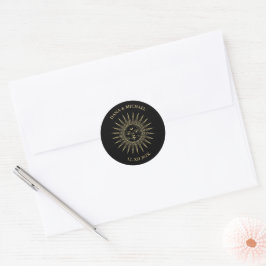 Tarot Vintag Sun Black Gold Runder Aufkleber