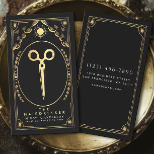 Tarot Vintage Black & Gold Friseur Visitenkarte