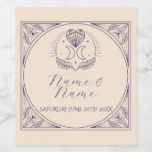 Tarot Wedding Bottle Labels Hört Crystal Moon Weinetikett (Einzelnes Label)