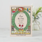 Tarot Wedding Invitation - Tarot Save the Date Einladung (Stehend Vorderseite)