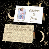 Tarot Wedding Theme | The Lovers Gold Name Foto Platzkarte