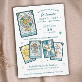Tarot Wheel of Fortune Gender Reveal Baby Shower Einladung