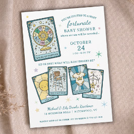 Tarot Wheel of Fortune Gender Reveal Baby Shower Einladung