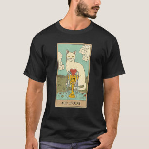 Tarotkarte Ass der Kelche und Katze Kosmisches Gra T-Shirt