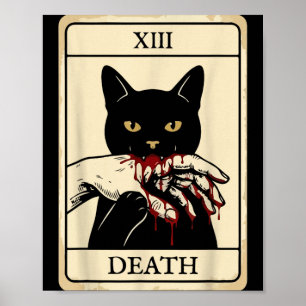 Tarotkarte schwarze Katze Okkult Hexe schwarze Kat Poster