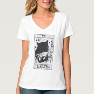 Tarotkarte Schwarze Katze Shirt – Tarot Tod Tee, H