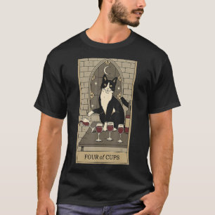 Tarotkarte Vier der Kelche Halbmond und Katze Grap T-Shirt
