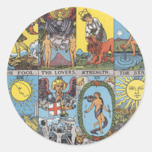Tarotkarten-Collage Runder Aufkleber
