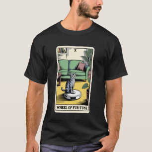 Tarotkarten-Rad des Glücks Katzenroboter-Staubsaug T-Shirt