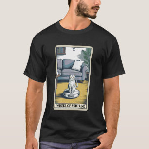 Tarotkarten-Rad des Schicksals Katze auf Roboter-S T-Shirt