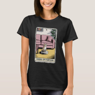 Tarotkarten-Schicksalsrad-Katze auf Roboter-Staubs T-Shirt