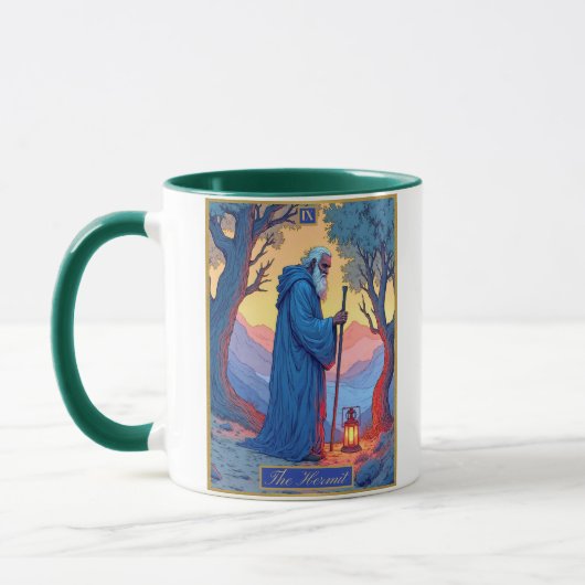 Tarotkartenillustration, Der Einsiedler Tasse (Links)