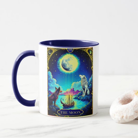 Tarotkartenillustration, Der Mond Tasse (Mit Donut)