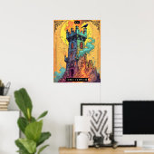 Tarotkartenillustration, Der Turm Poster (Heimbüro)