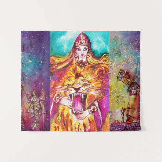 TAROTS DER VERLORENEN SCHATTEN/DER STÄRKEN-KRAFT WANDTEPPICH (Vorderseite (Horizontal))