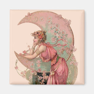 TAROTS / LADY DES MONDS MIT BLUMEN IN ROSA MAGNET