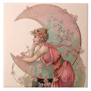 TAROTS / LADY OF THE MOON, BLUMEN IN ROSA FLIESE