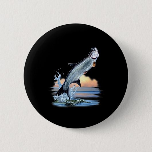 Tarpon Fisch Frische Wassertiere Jagen Fische A Button (Vorderseite)